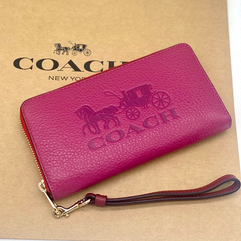 COACH Long Zip Around Wallet With Horse And Carriage Bright Violet Multi Color - Picture 4 of 10